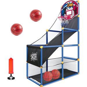 Kids Arcade Basketball Game Set with 4 Balls and Hoop for Kids Indoor Outdoor